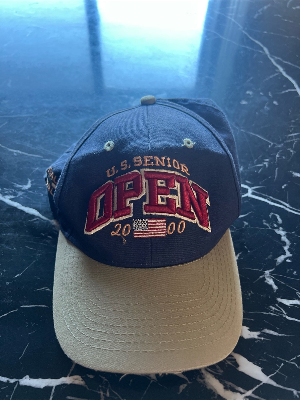 Head Navy and Tan U.S. Senior Open Embroidered Baseball Cap